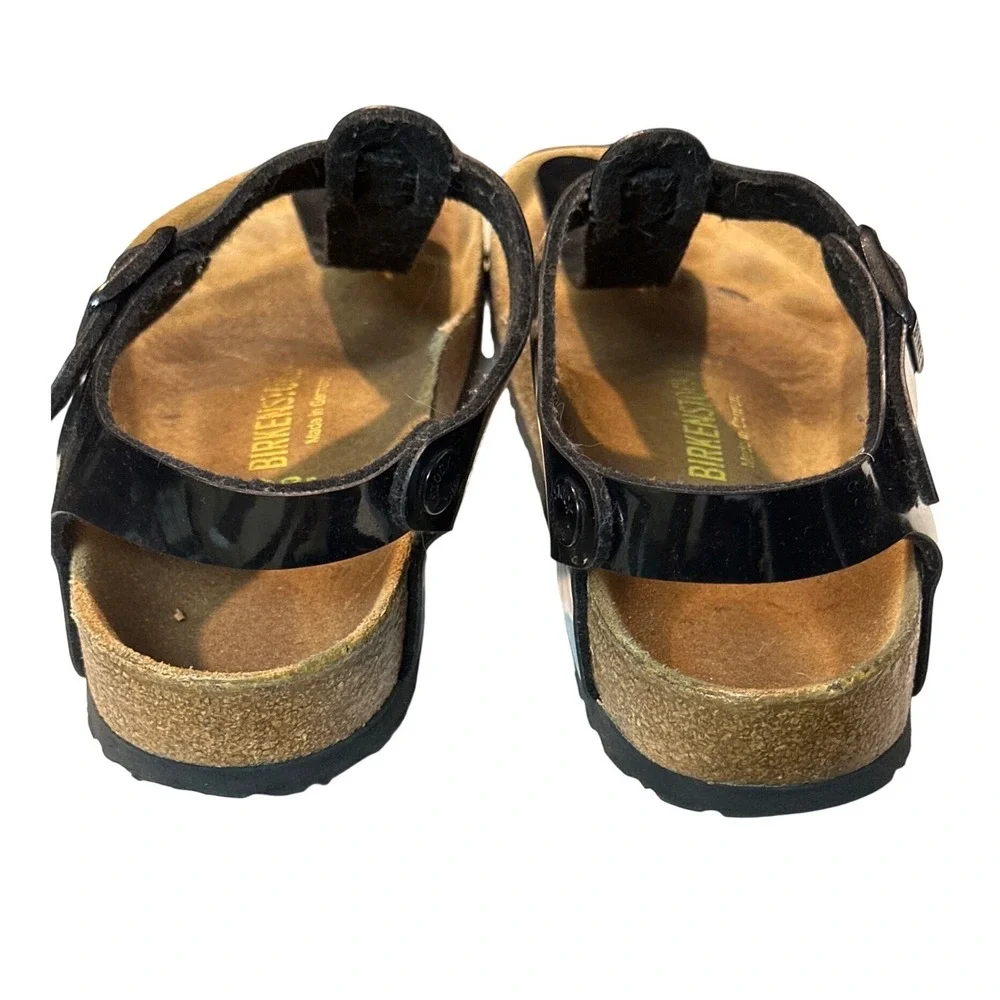 Birkenstock Coastal Grandmom Gizeh Black Patent Thong Sandals Size 39 EU 8 US